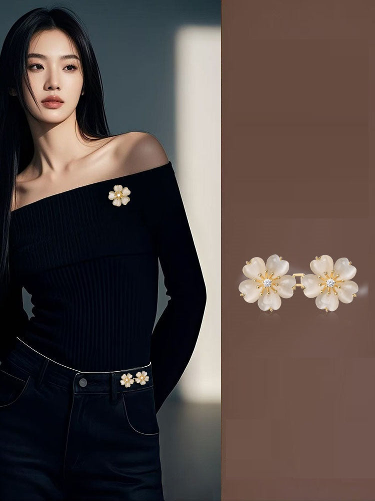 Cherry Blossom Belt Buckle Brooch For Women