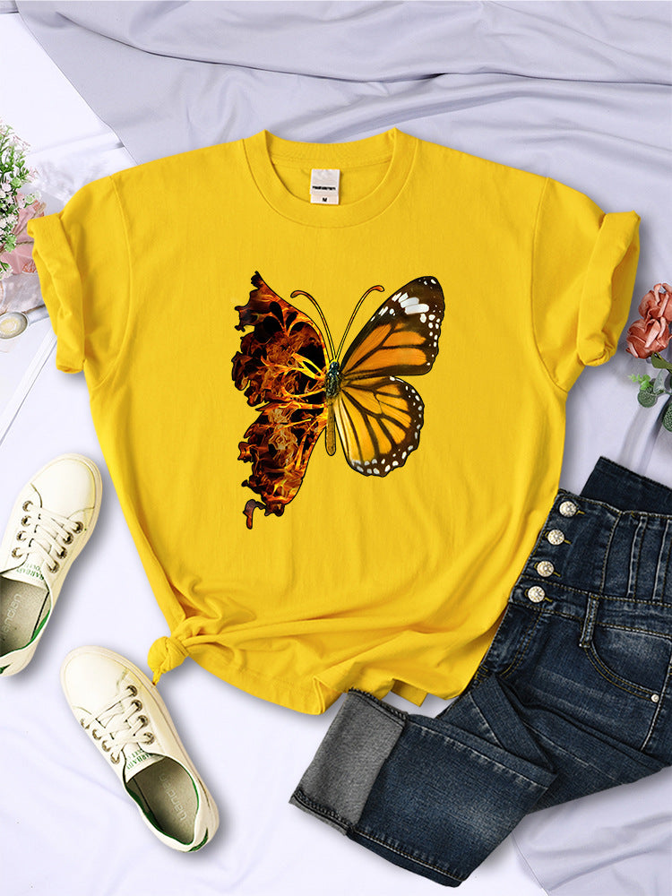 Butterfly Wings Pattern Fashion Short Sleeve Women
