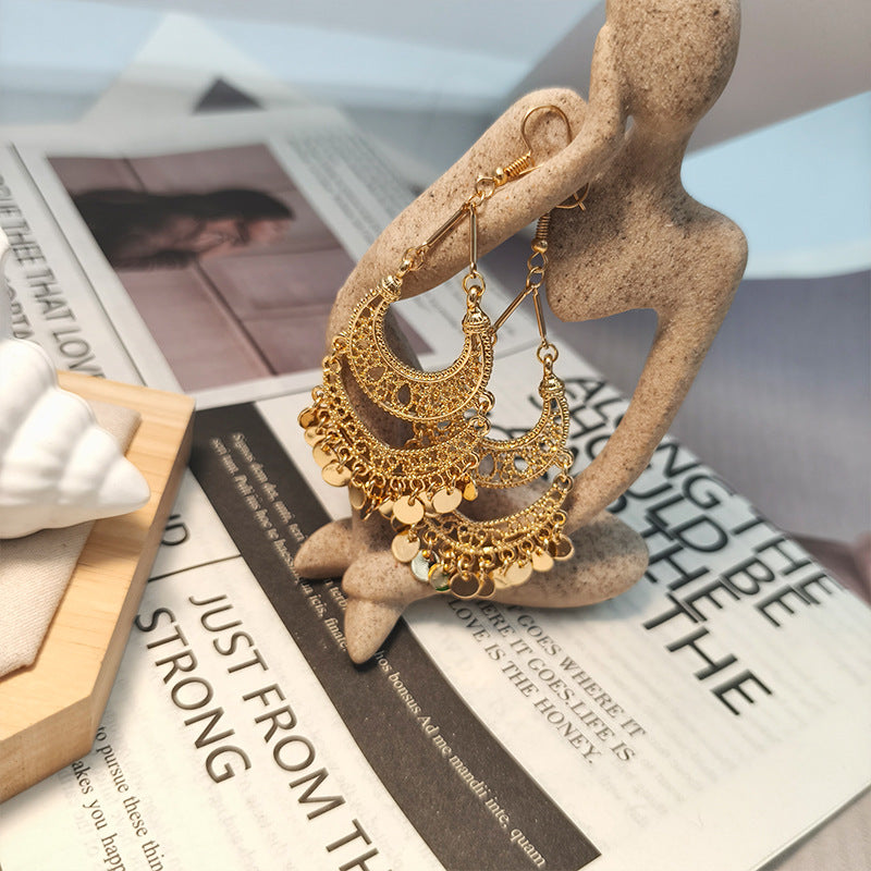 Retro Round Tassel Long Women's Earrings