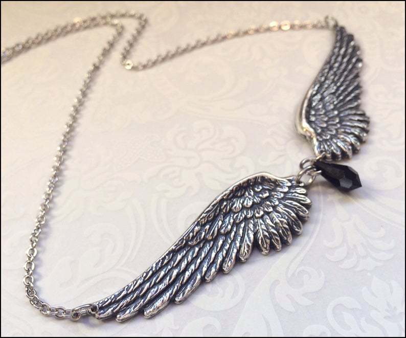 Vintage Angel Wings Feather Choke Necklace