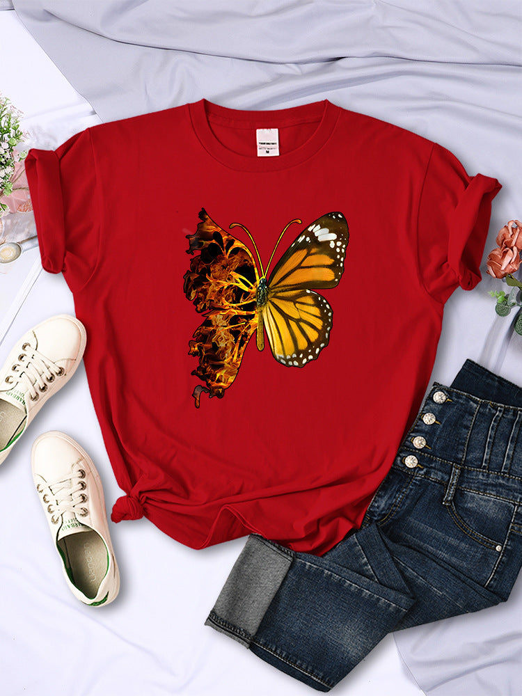 Butterfly Wings Pattern Fashion Short Sleeve Women