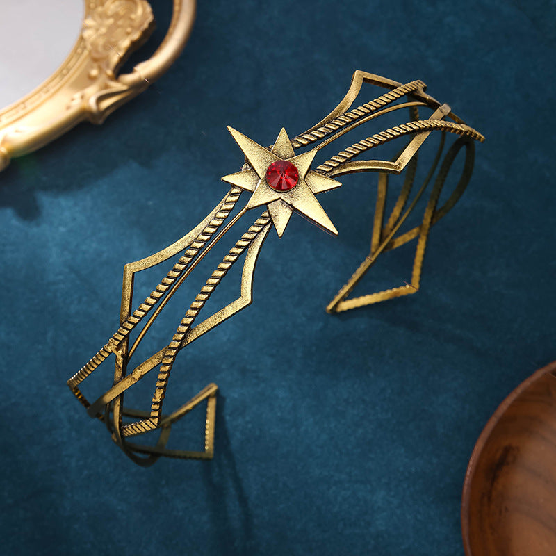 Gold Shape Large Round Crown Hair Clasp Diamond