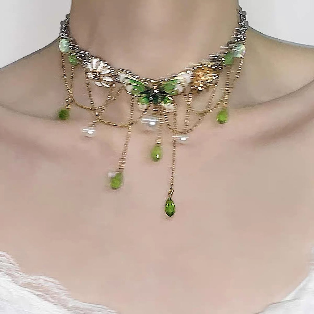 Multi-layer Tassel Intricately Crafted Niche Butterfly Titanium Steel Necklace