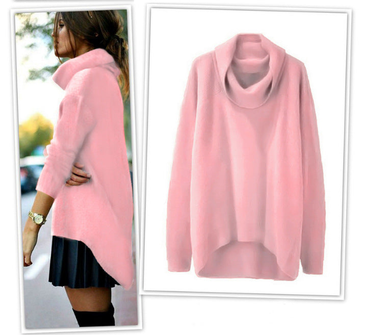 Turtleneck irregular top sweater