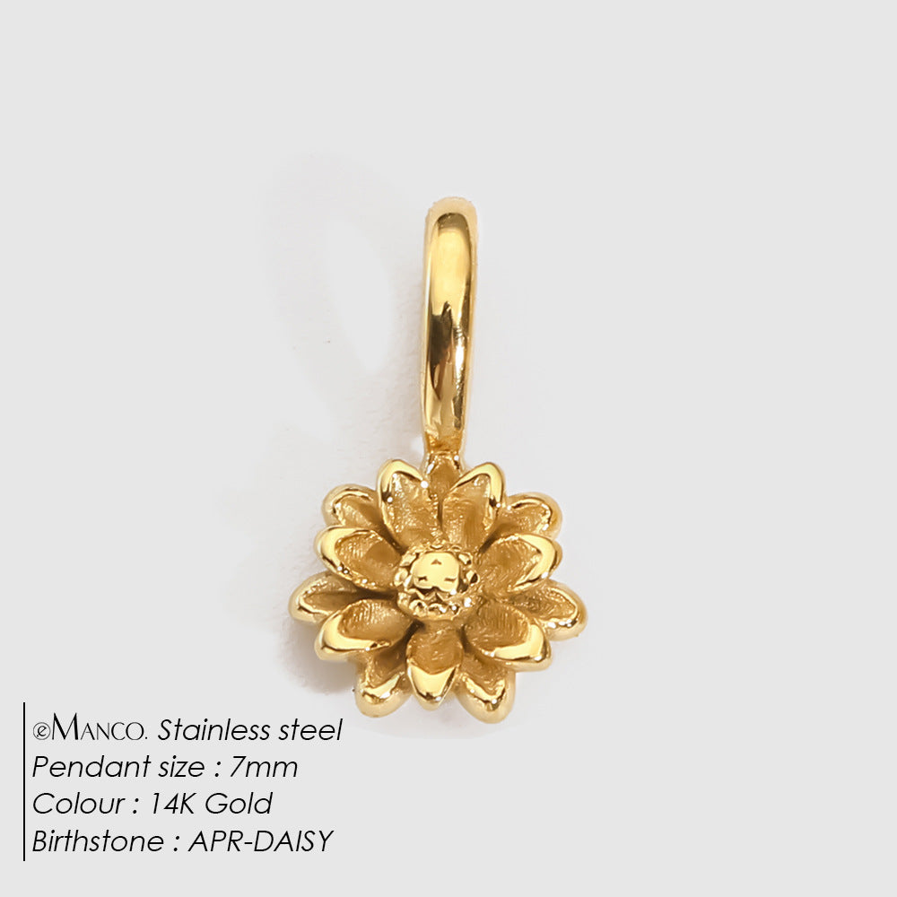 DIY 3D Stainless Steel Vacuum-Plated Flower Pendant For December Birthdays