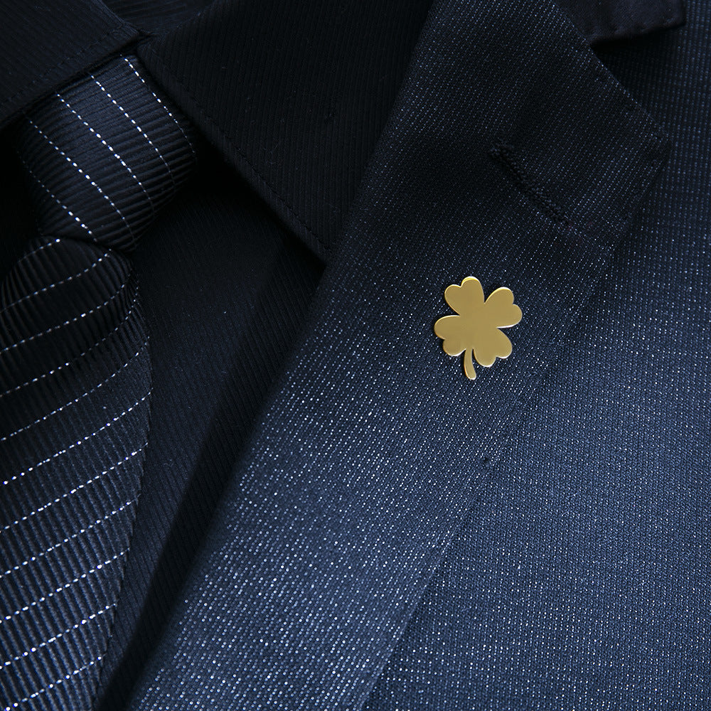 Fashion Four-leaf Clover Men's Suit Brooch Women Evening Dresses Badge Brooch