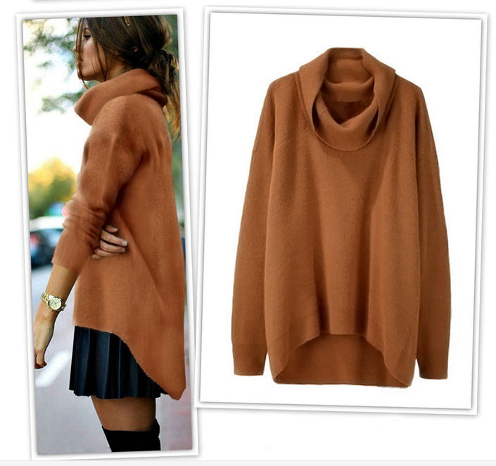 Turtleneck irregular top sweater