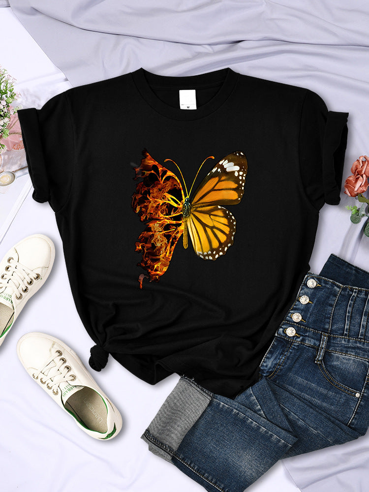 Butterfly Wings Pattern Fashion Short Sleeve Women