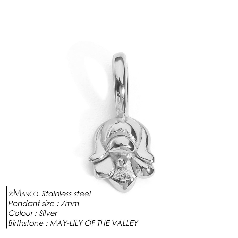 DIY 3D Stainless Steel Vacuum-Plated Flower Pendant For December Birthdays