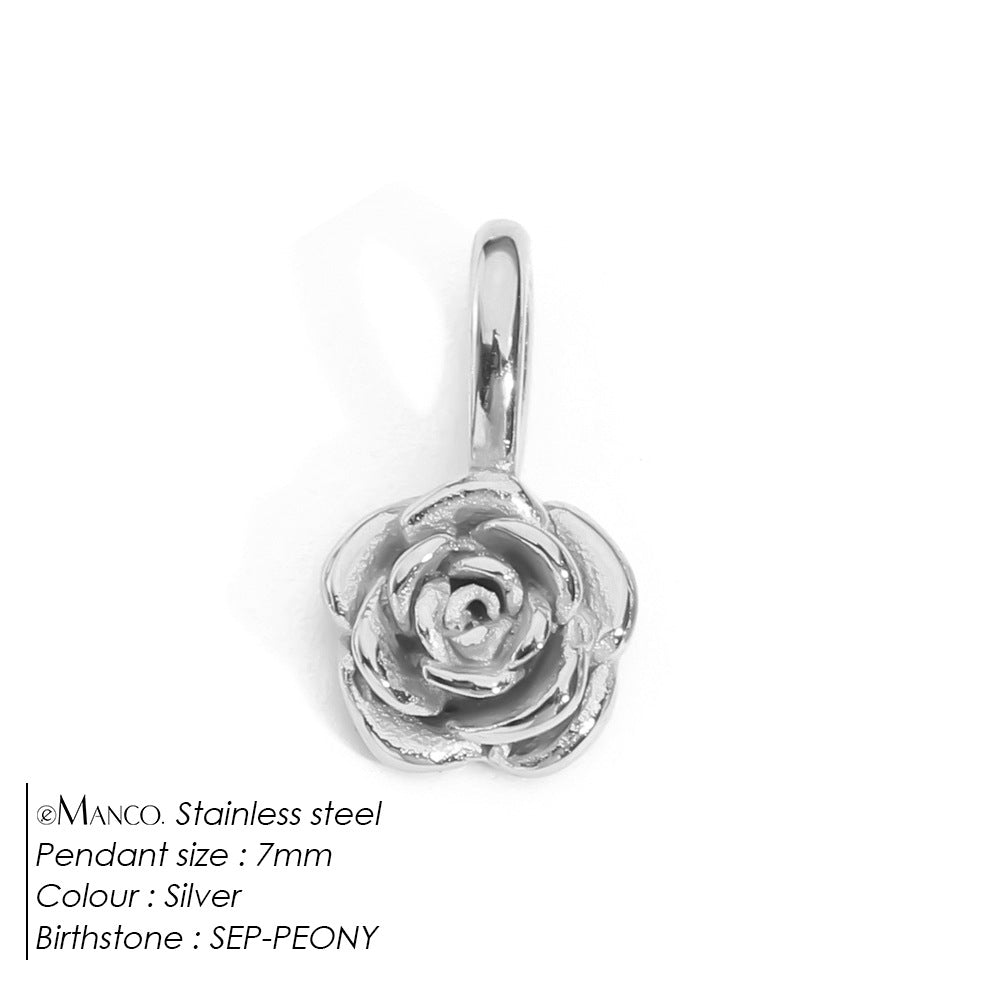 DIY 3D Stainless Steel Vacuum-Plated Flower Pendant For December Birthdays