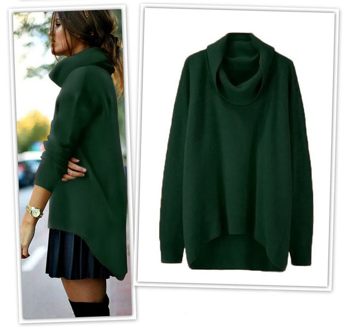 Turtleneck irregular top sweater