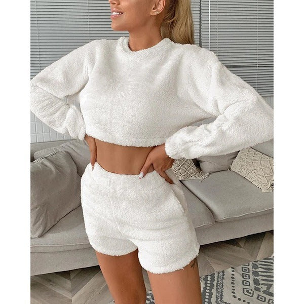 Two-piece round neck long sleeve shorts
