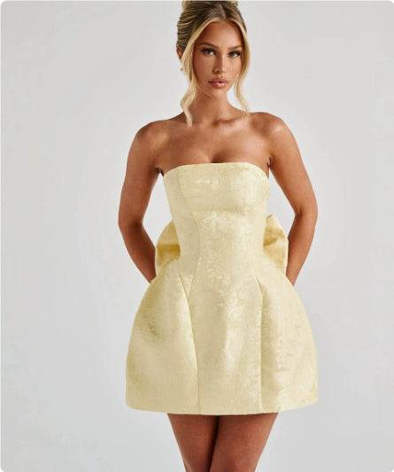 Fashion Tube Top Bow Dress Women