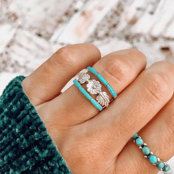 Retro Ring With Turquoise From Europe And America A Hand Accessory