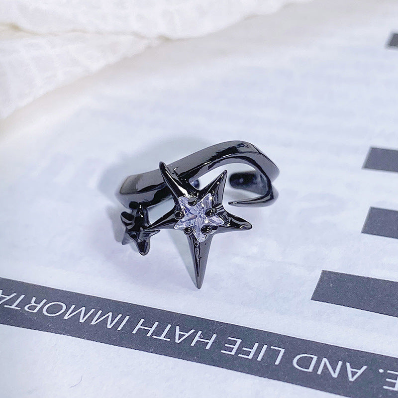 Dark-themed Heart-shaped Adjustable Ring