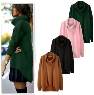 Turtleneck irregular top sweater