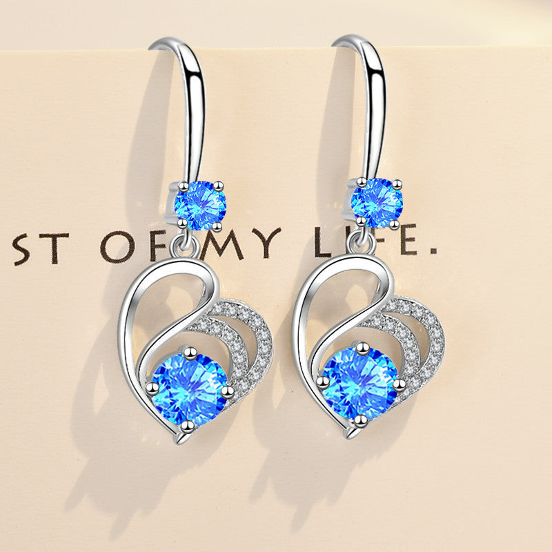 Womens Korean-style Delicate Heart-shaped Midi Earrings