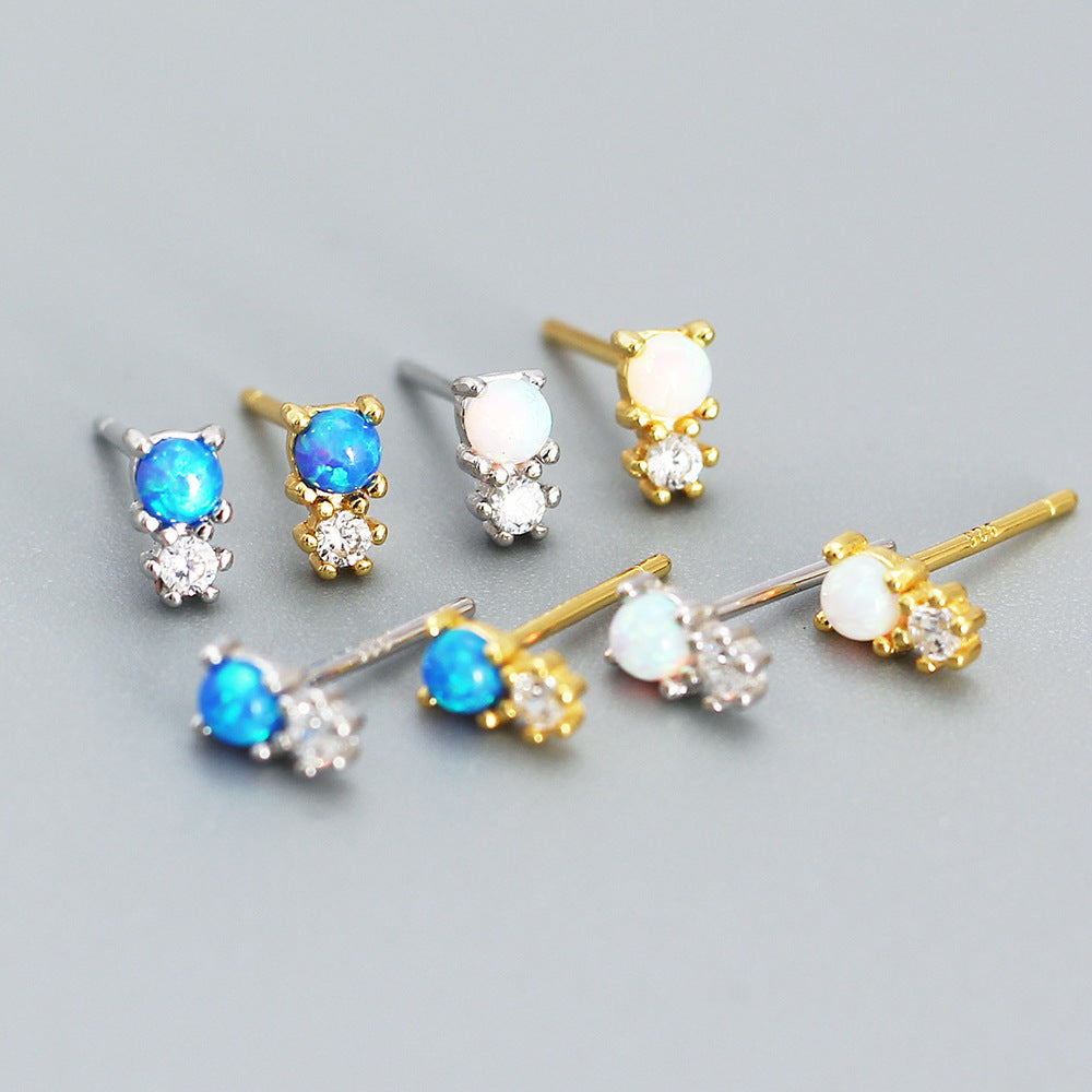 S925 Silver Instagram-style Geometric Diamond-studded Earrings