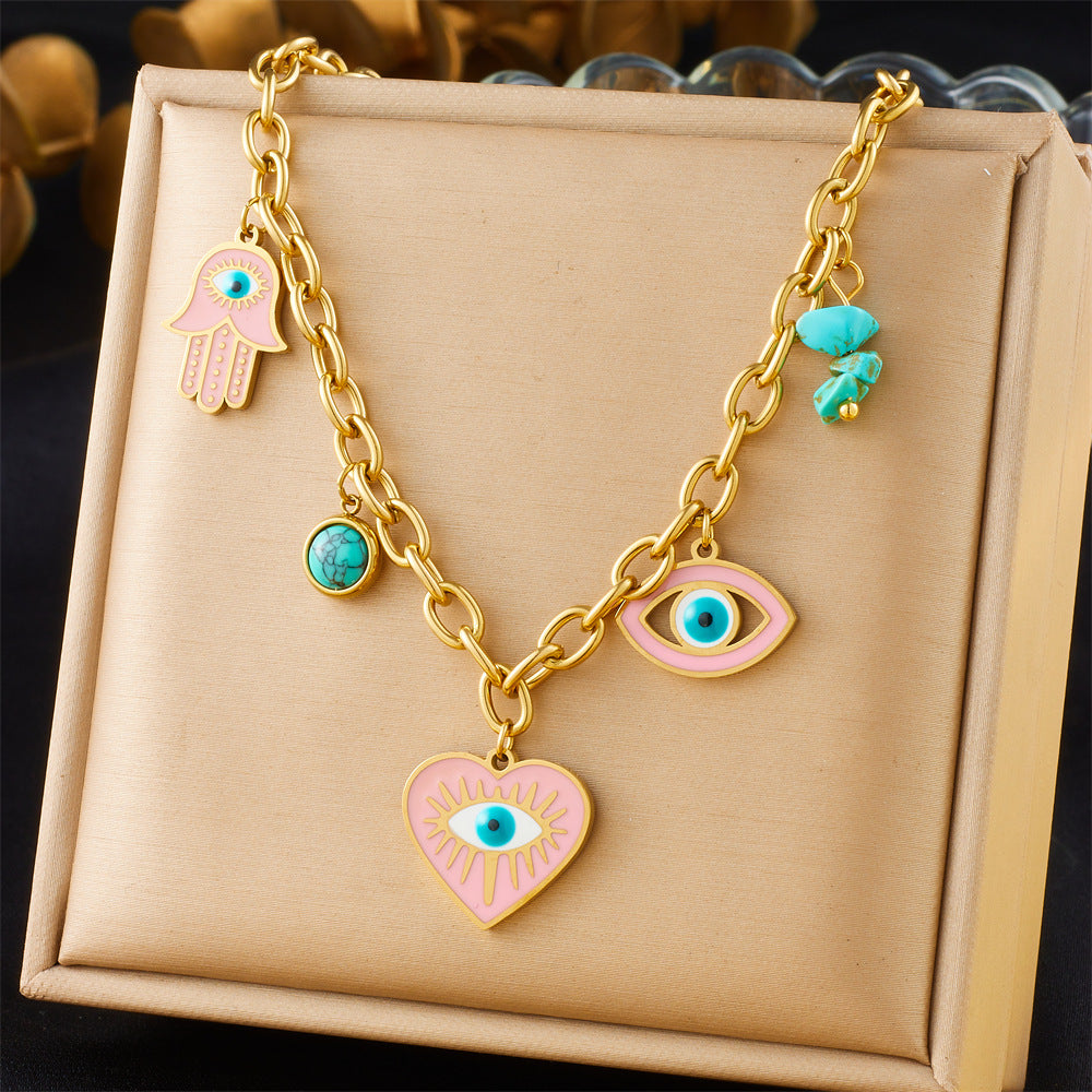 European And American-style Vintage Stainless Steel Multi-element Necklace