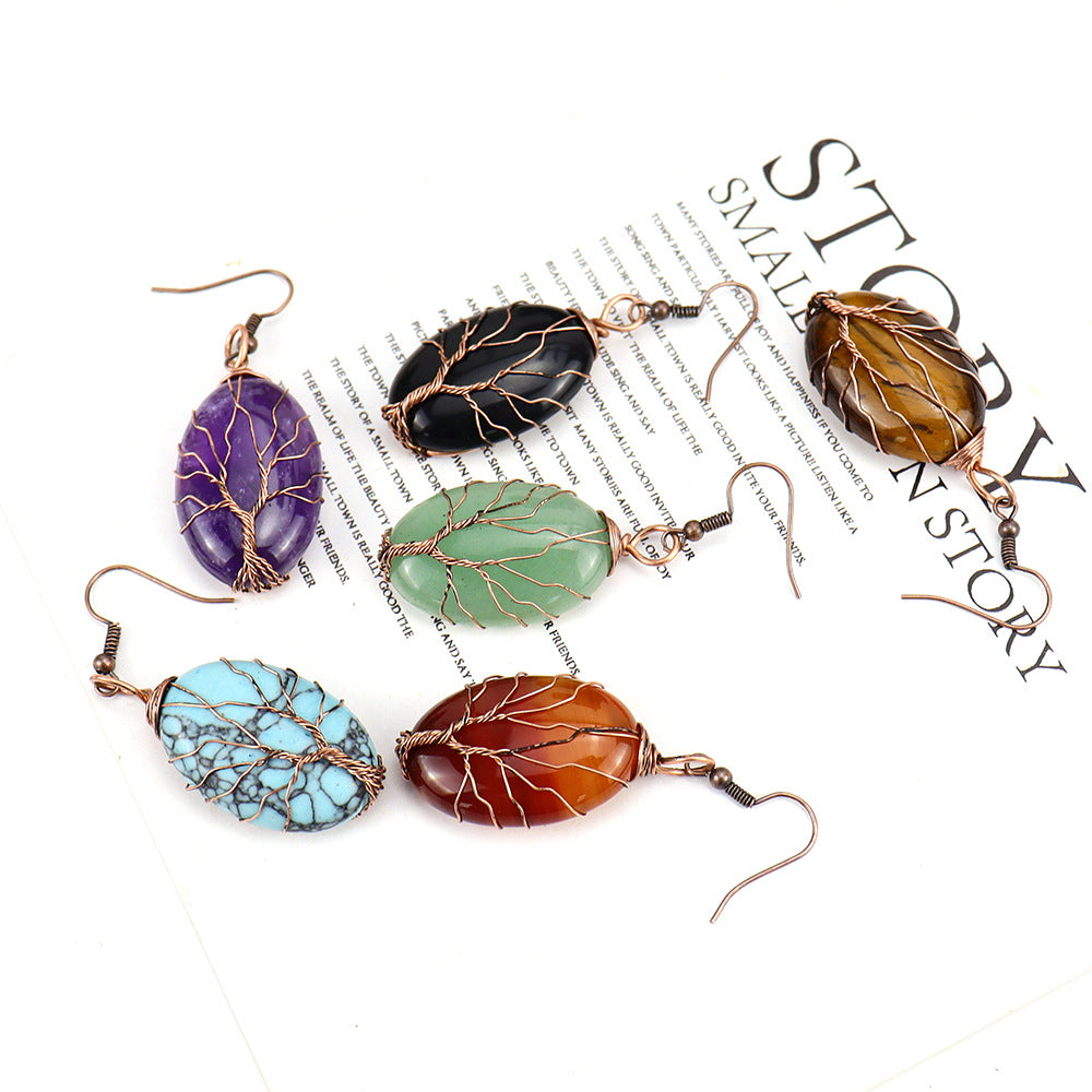 Retro Hand-Wound Tree Of Life Earrings For Women