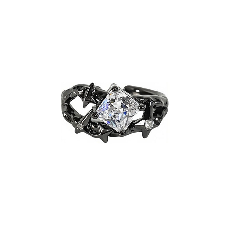 Dark-themed Heart-shaped Adjustable Ring