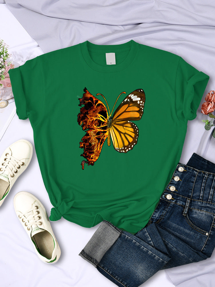 Butterfly Wings Pattern Fashion Short Sleeve Women