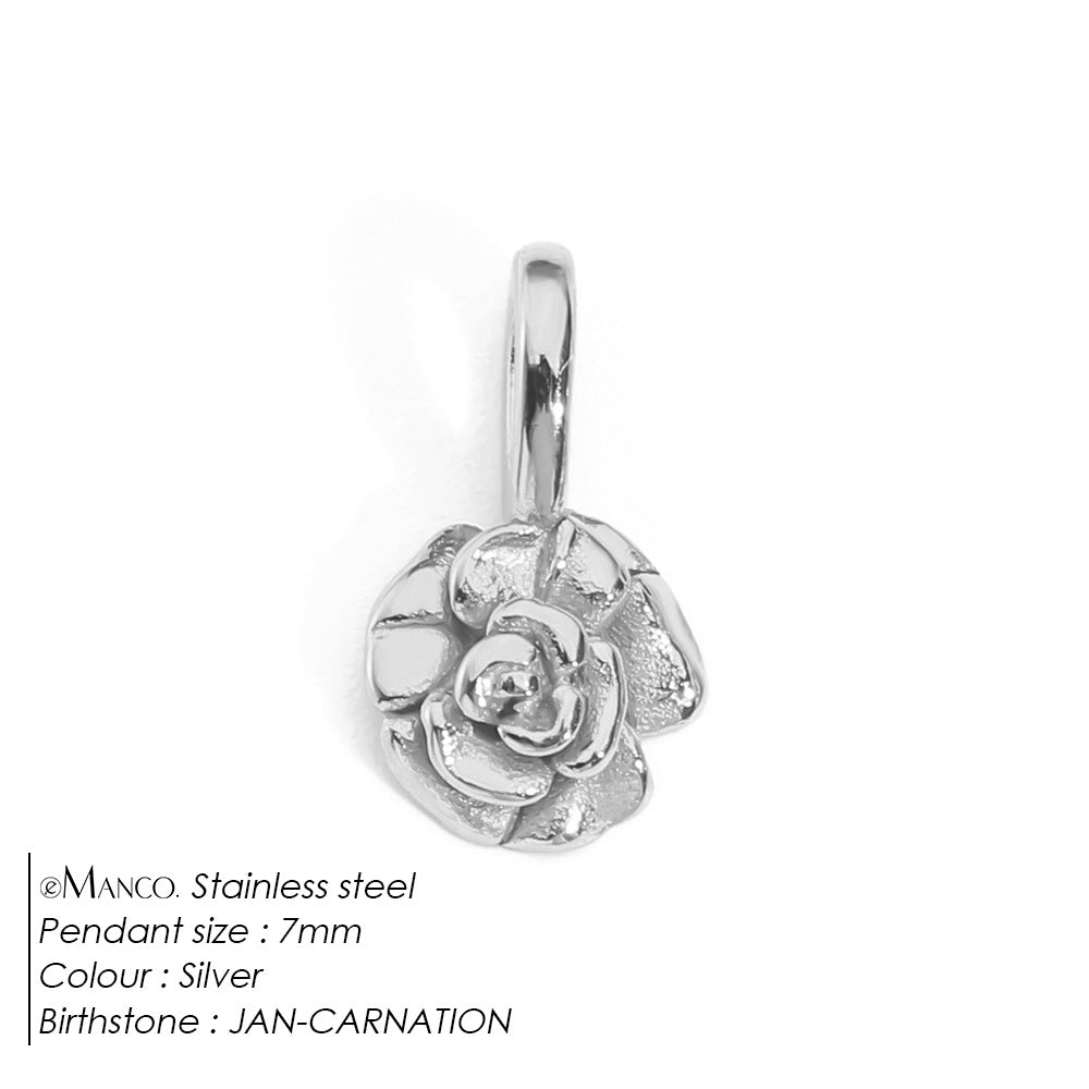 DIY 3D Stainless Steel Vacuum-Plated Flower Pendant For December Birthdays