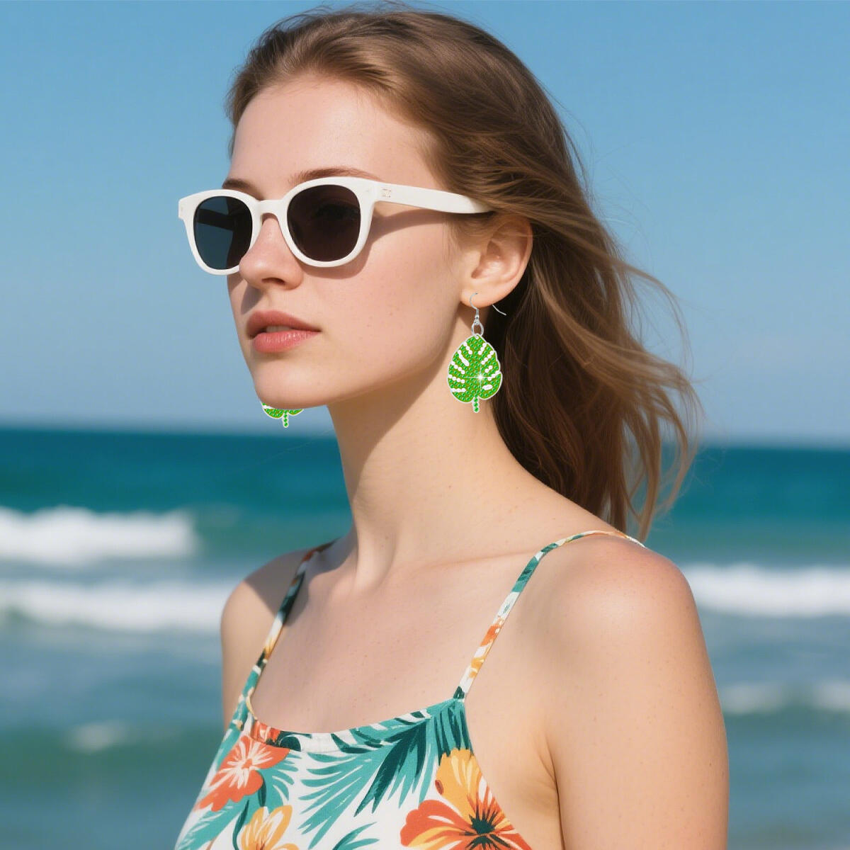 10 Pair Hawaii Theme Rhinestone Painting Earrings