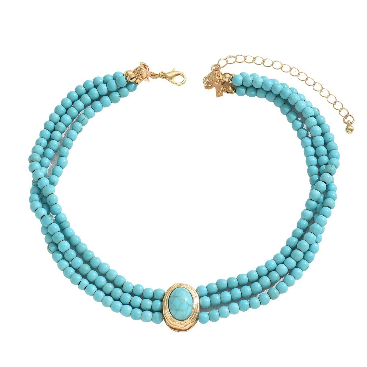 Geometric Multi-Layer Handwoven Turquoise Clavicle Necklace For Women