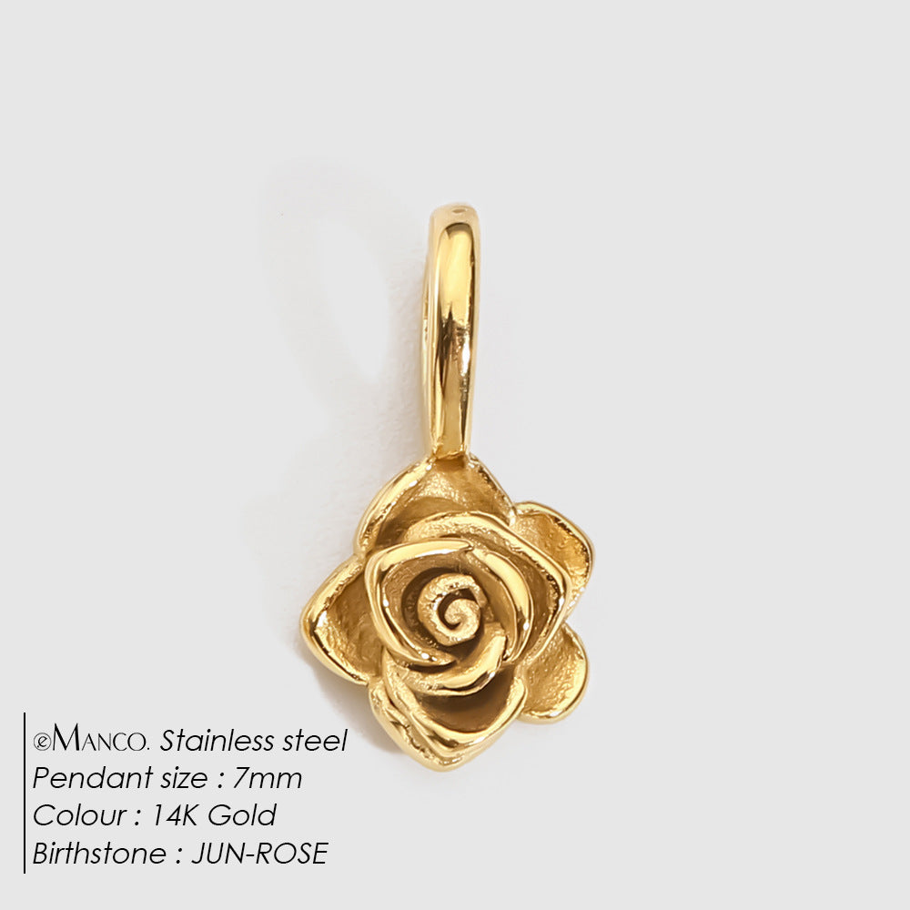 DIY 3D Stainless Steel Vacuum-Plated Flower Pendant For December Birthdays