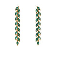 Micro-inlaid Green Zircon Wheat Earrings With A Personalized Long Tassel Design