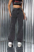 Embroidered Jeans High Waist Straight Loose Casual Trousers Women