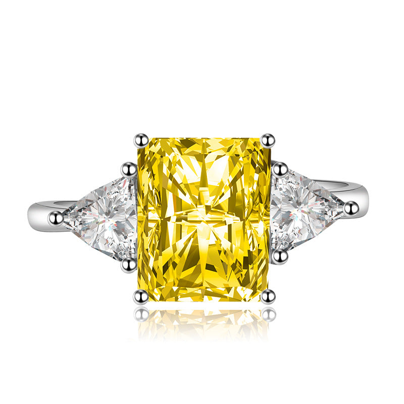 New Geometric Triangle Open-End Jewelry Square Diamond Ring For Women