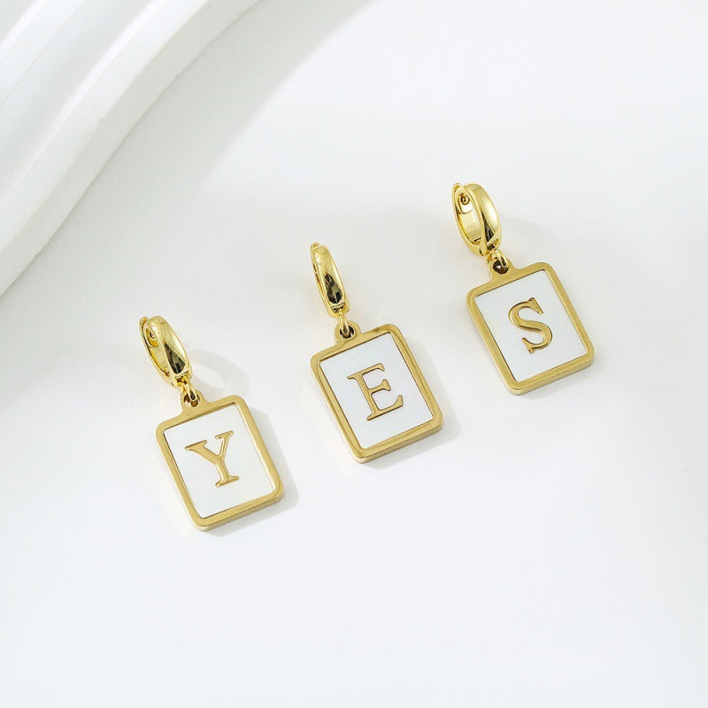 European And American Square Shell Letter Universal Clasp Pendants26 English Alphabet Jewelry Accessories