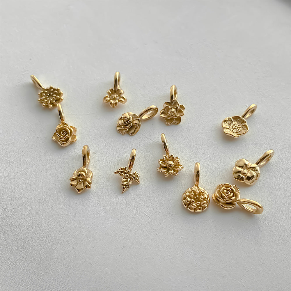 DIY 3D Stainless Steel Vacuum-Plated Flower Pendant For December Birthdays