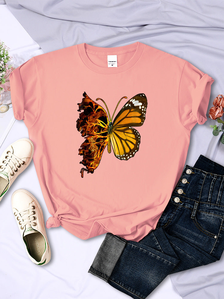 Butterfly Wings Pattern Fashion Short Sleeve Women