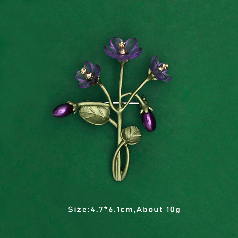 Fashionable Trendy Plant And Pearl Brooch In Alloy And Enamel