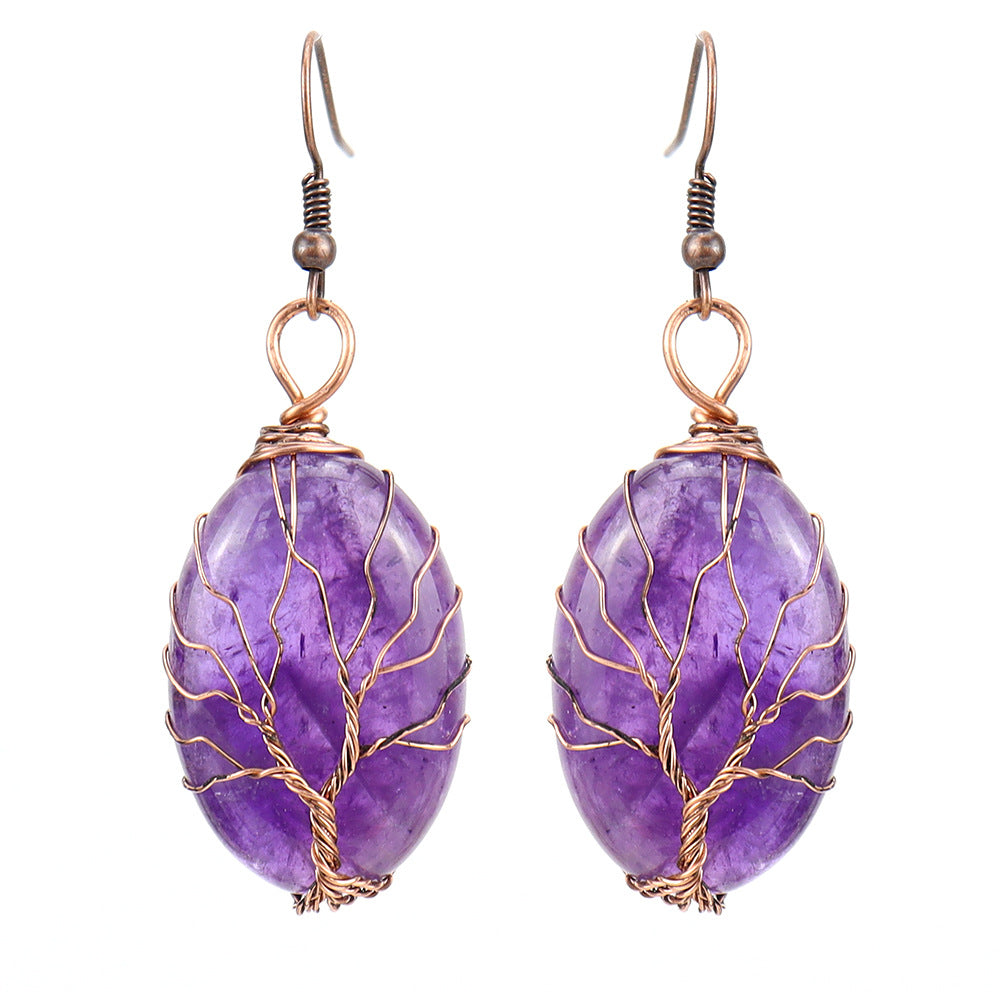 Retro Hand-Wound Tree Of Life Earrings For Women
