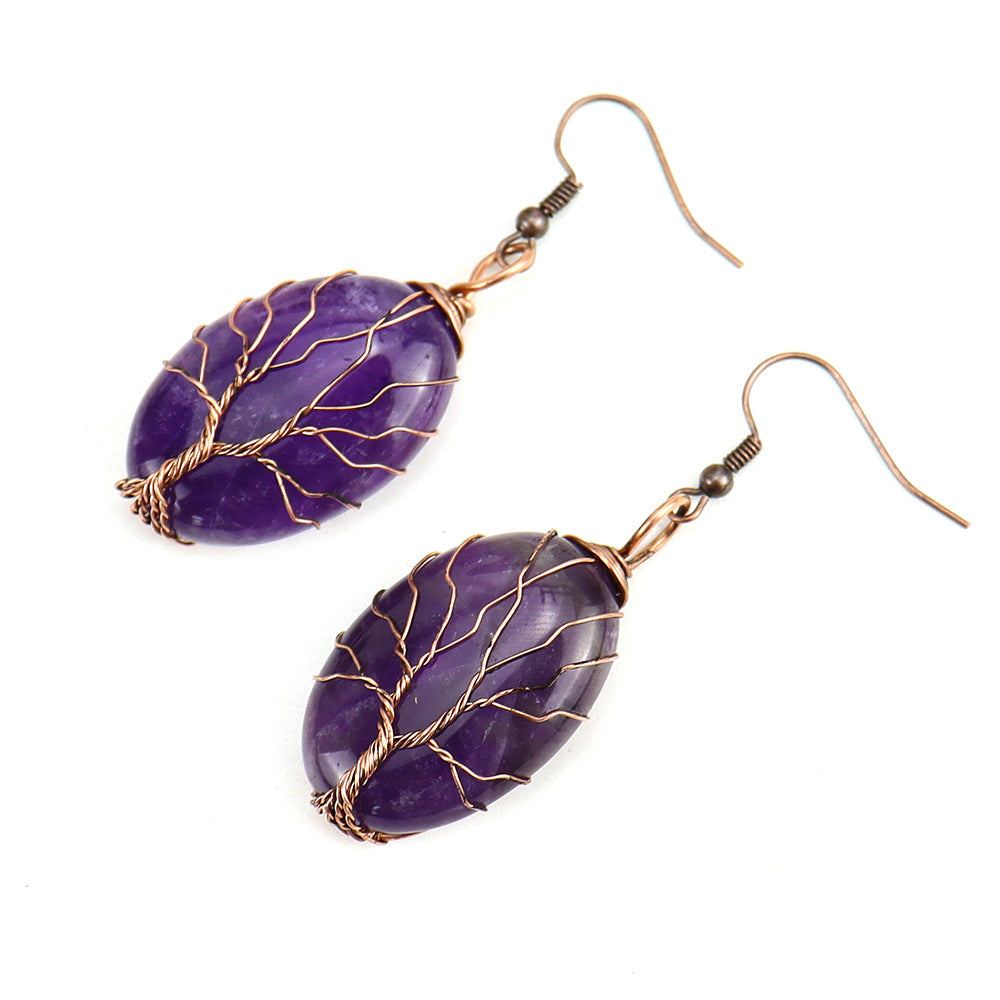 Retro Hand-Wound Tree Of Life Earrings For Women