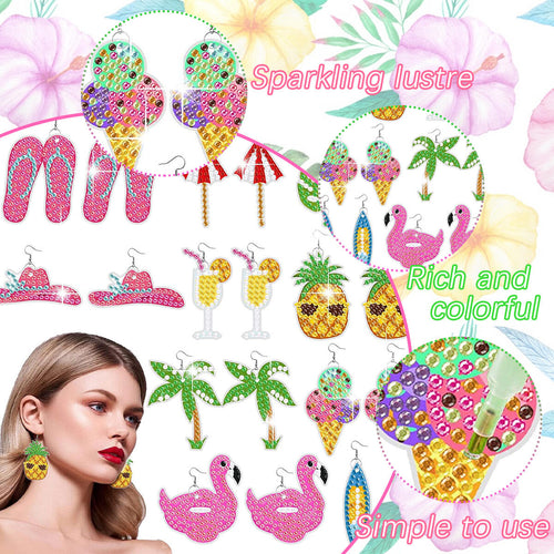 10 Pair Hawaii Theme Rhinestone Painting Earrings