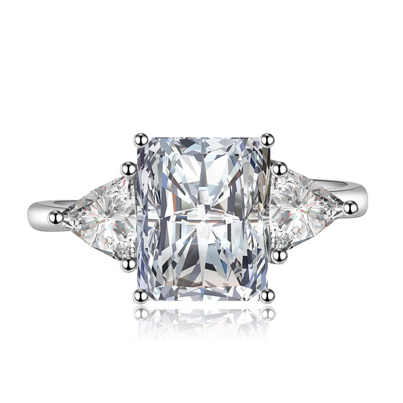 New Geometric Triangle Open-End Jewelry Square Diamond Ring For Women