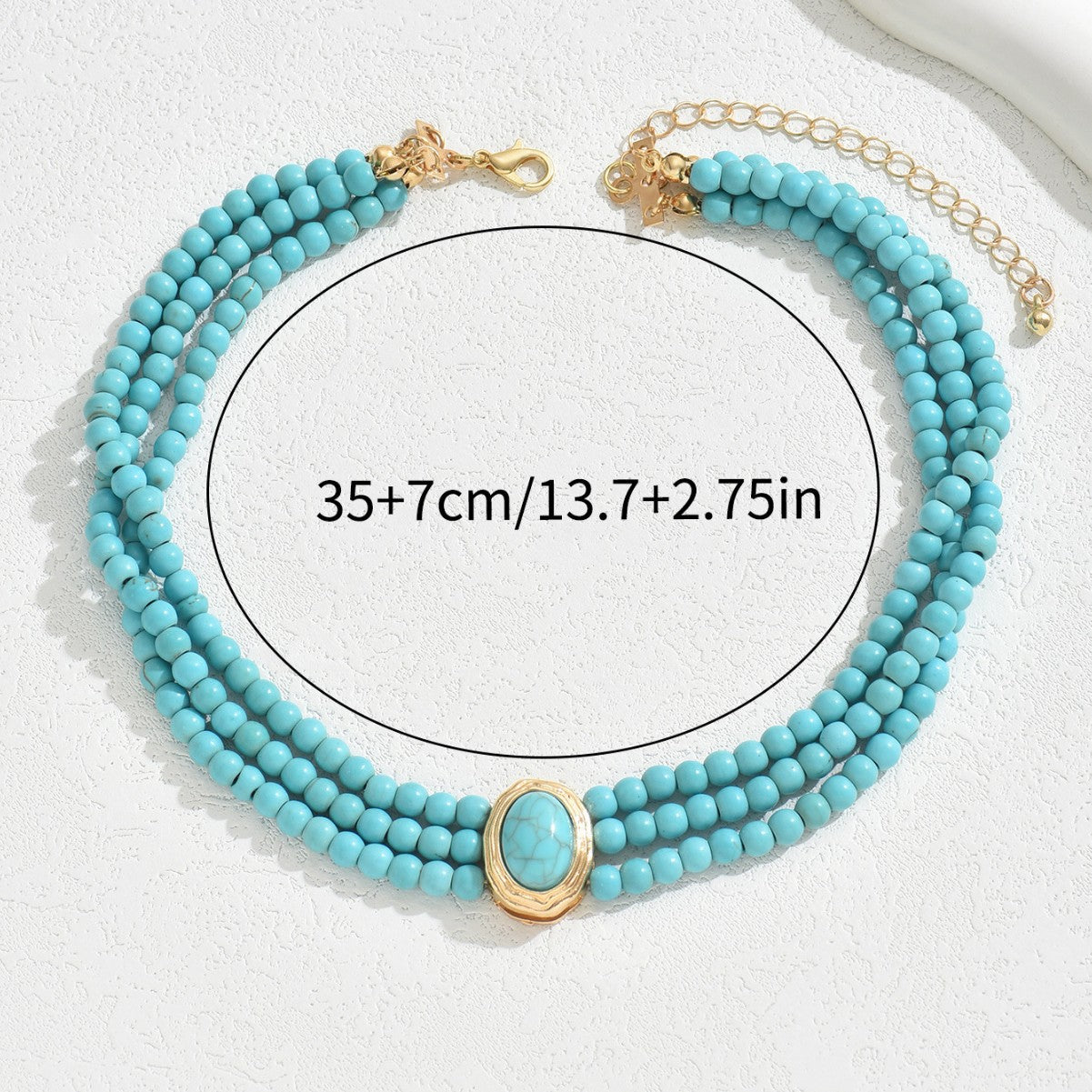 Geometric Multi-Layer Handwoven Turquoise Clavicle Necklace For Women