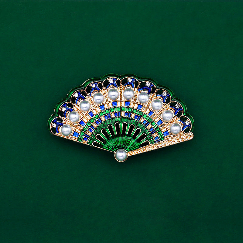 Fashionable Trendy Plant And Pearl Brooch In Alloy And Enamel