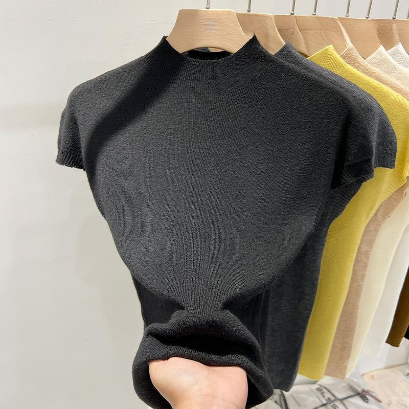 Half-high Collar Flutter Sleeve Knitwear Women Summer