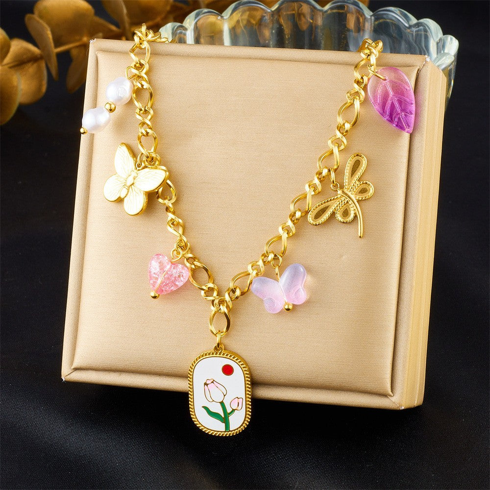 European And American-style Vintage Stainless Steel Multi-element Necklace