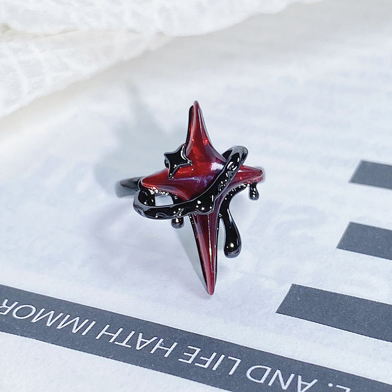 Dark-themed Heart-shaped Adjustable Ring