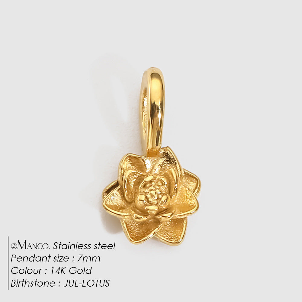 DIY 3D Stainless Steel Vacuum-Plated Flower Pendant For December Birthdays