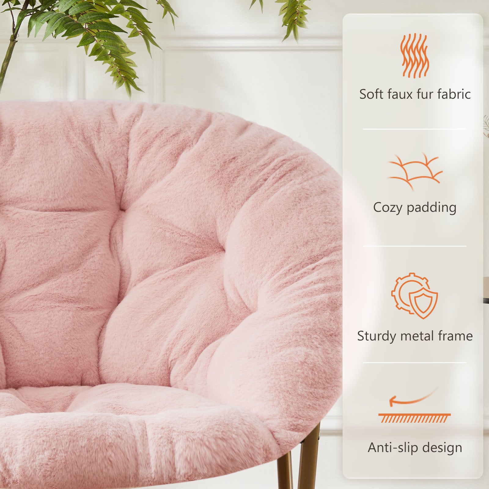 Comfortable Disc Chairs Faux Fur Furniture Bedroom Living Room  Size White