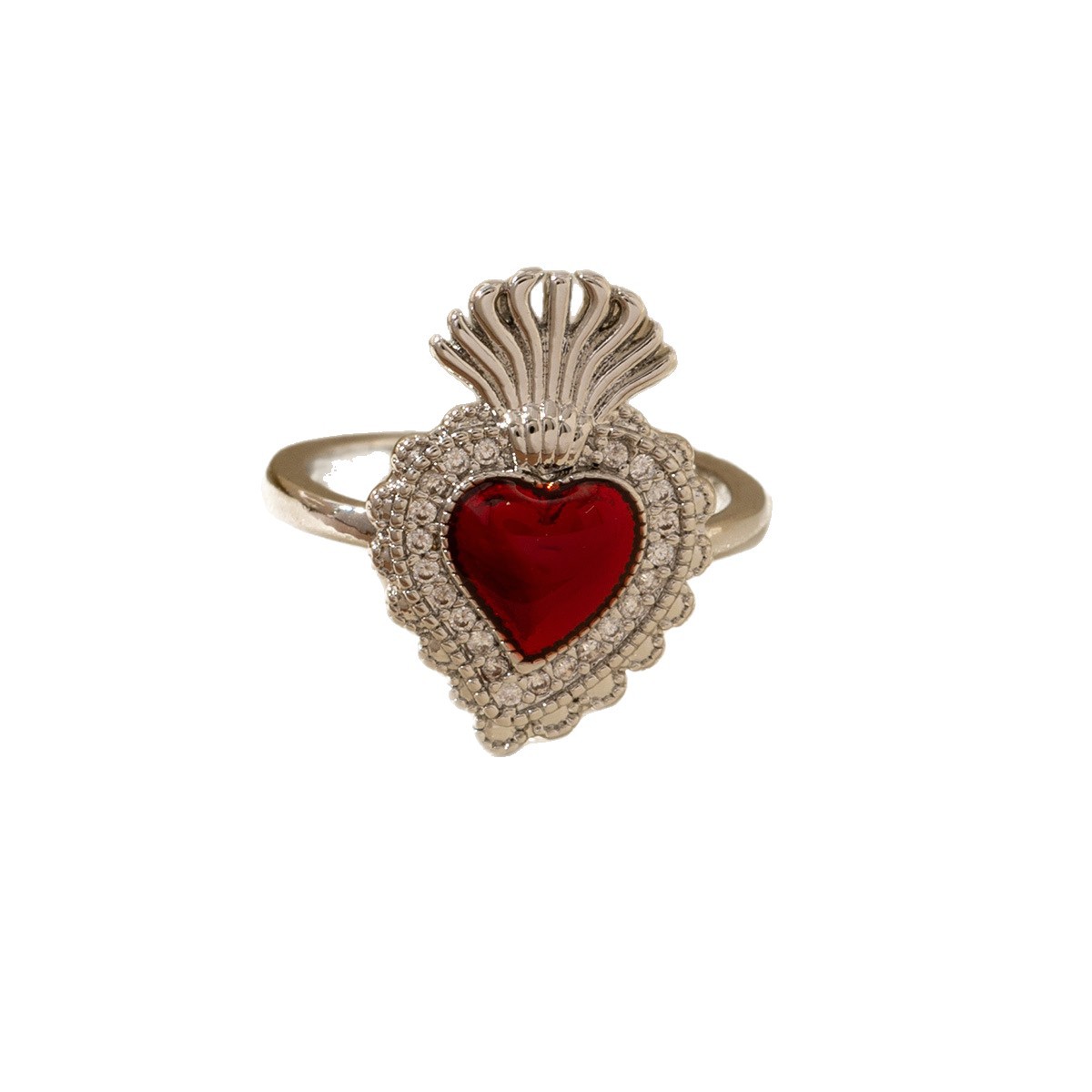 Red Heart-Shaped Oil-Drip Wing Ring