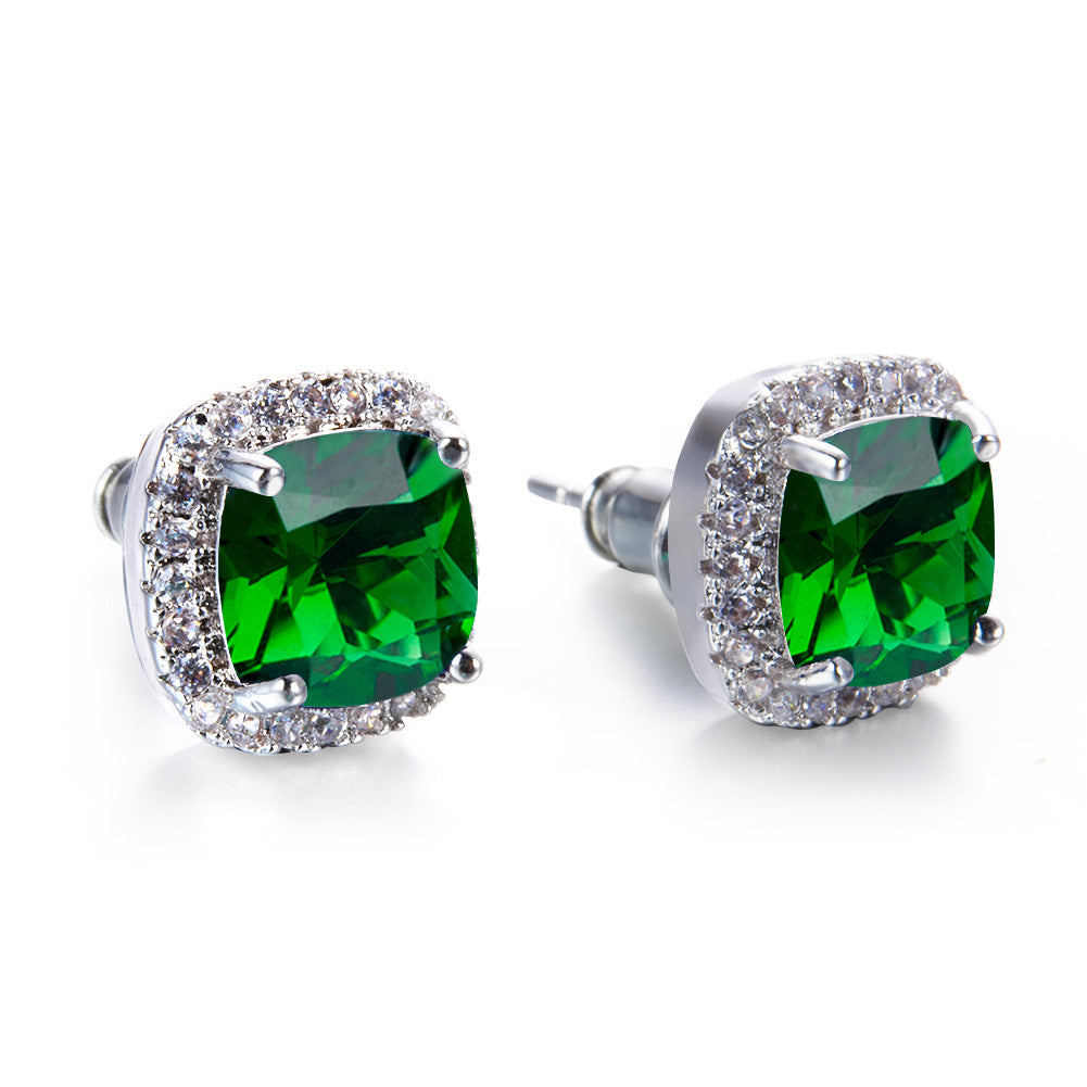 Korean-style Fashionable All-diamond Zircon Womens Stud Earrings